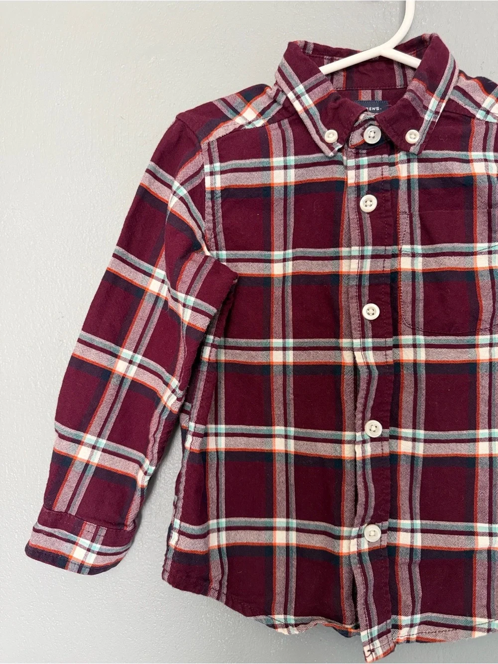 The Children's‎ Place Boys Maroon Plaid Shirt 100% Cotton Size 2T
